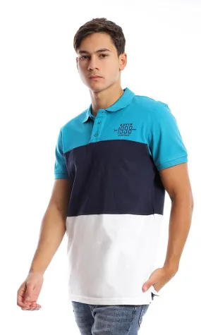 94979 Tri-Tone Pique Casual Polo Shirt - Turquoise