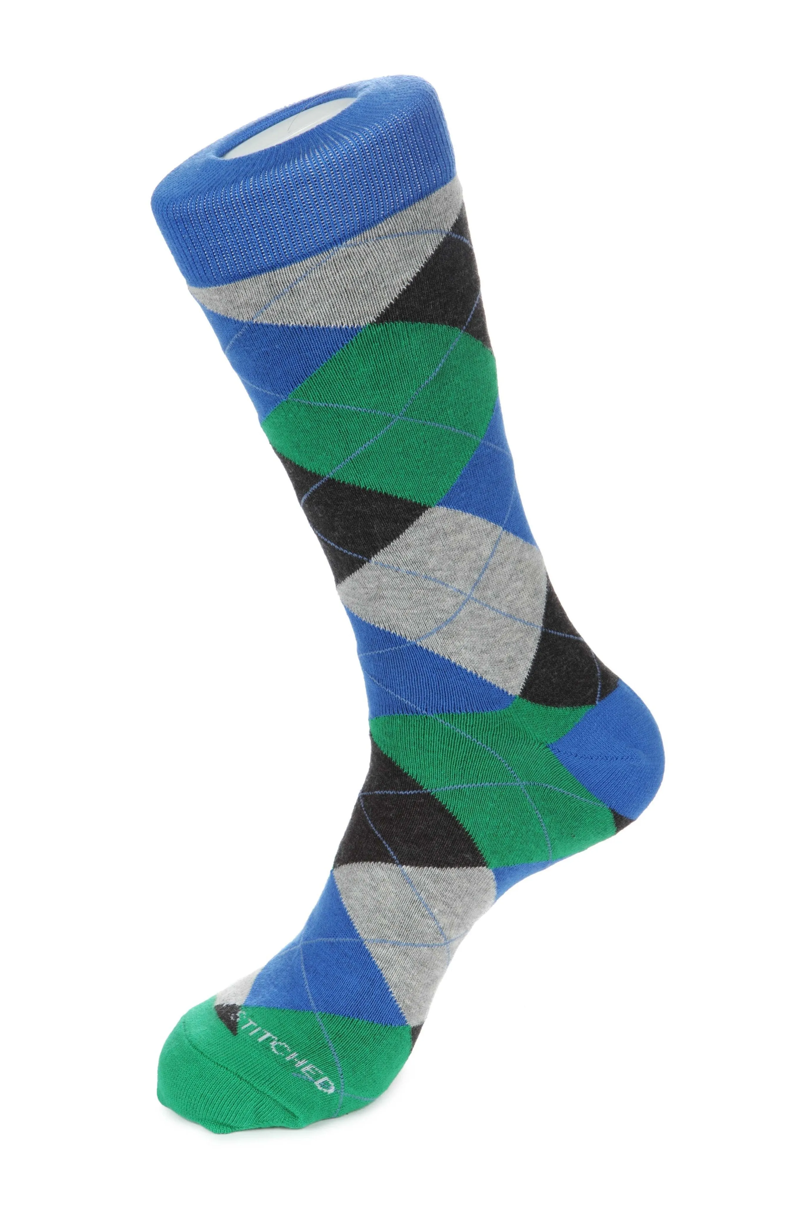 Banana Cream Blues Argyle Sock