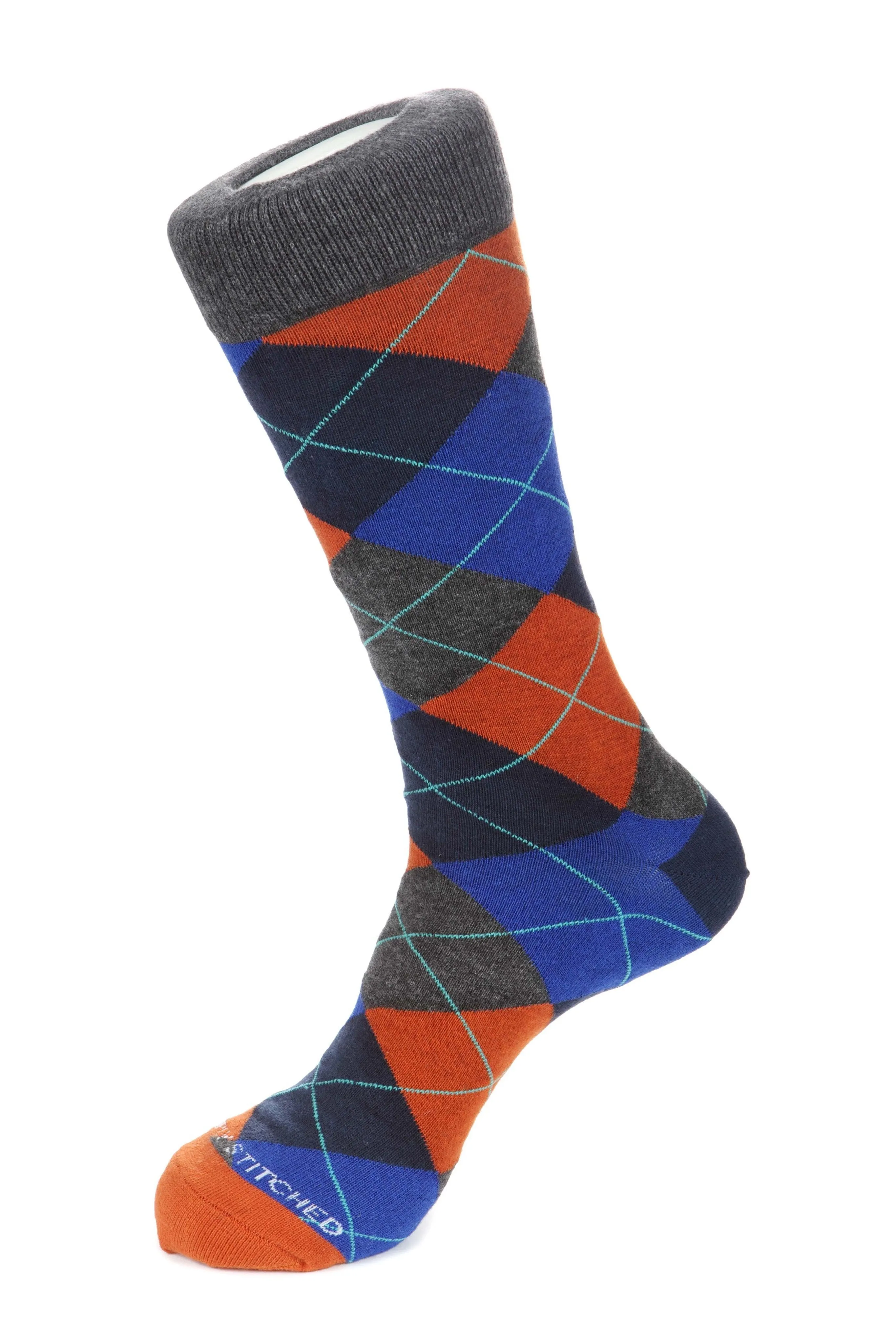 Banana Cream Blues Argyle Sock