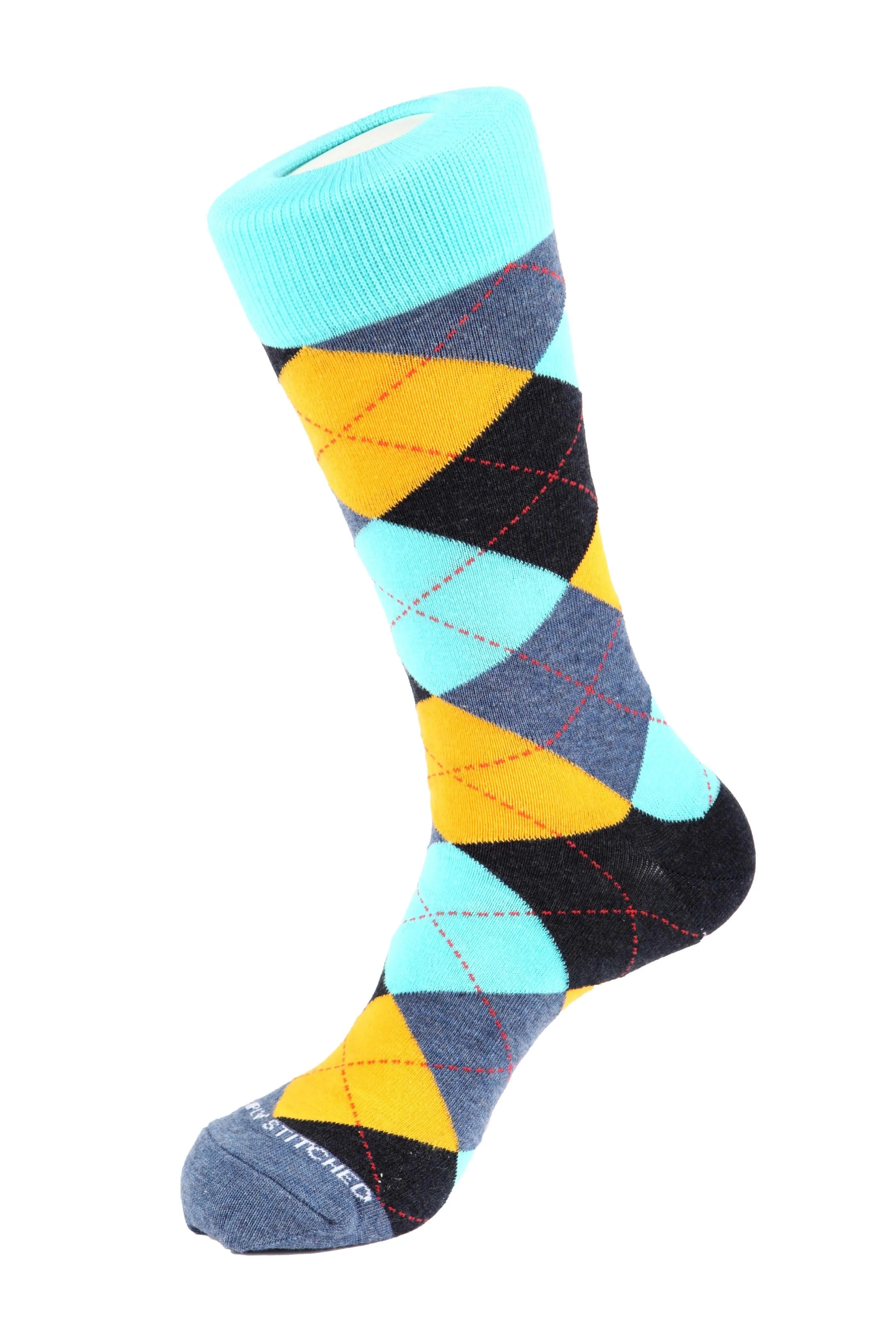 Banana Cream Blues Argyle Sock