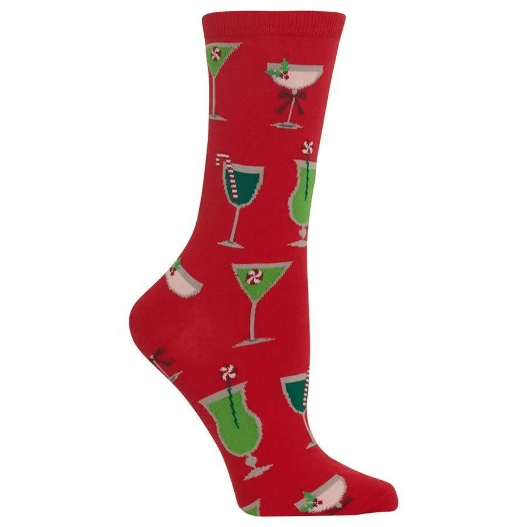 Christmas Cocktail Socks Women's Crew Sock