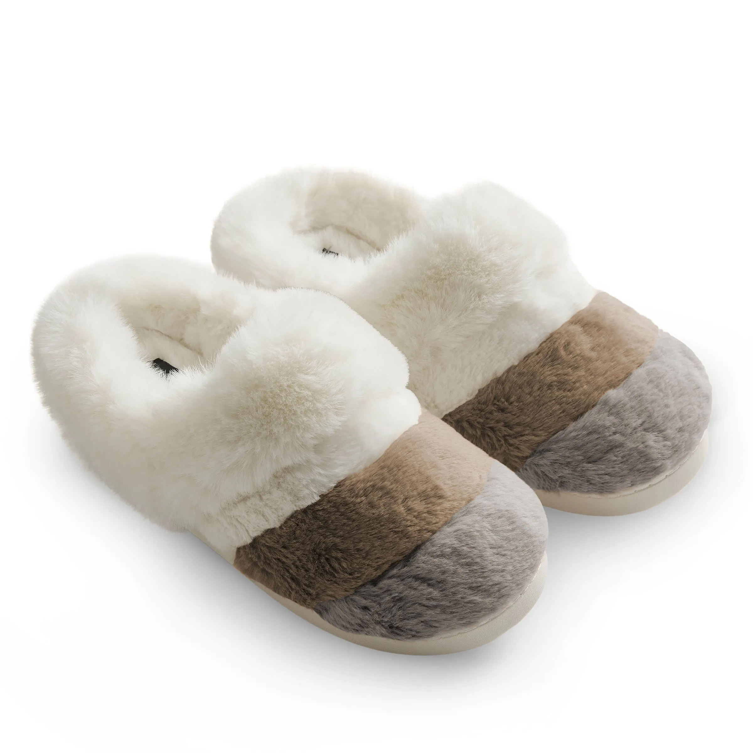 Colorblock Faux Fur Clog Slipper