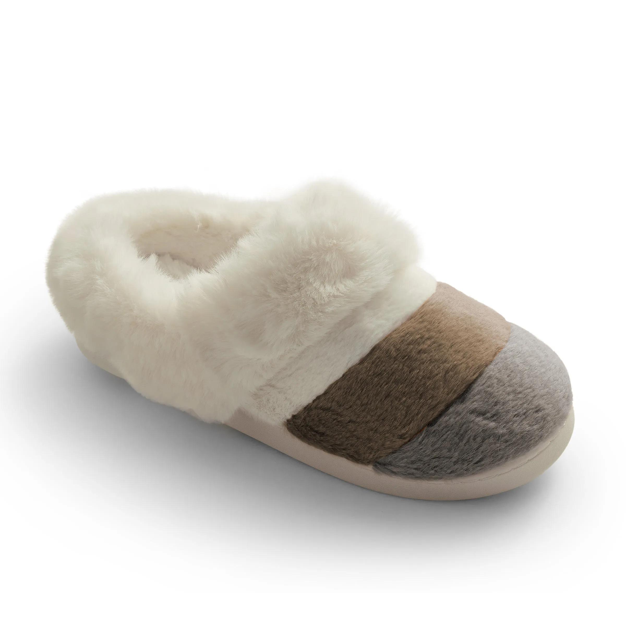 Colorblock Faux Fur Clog Slipper