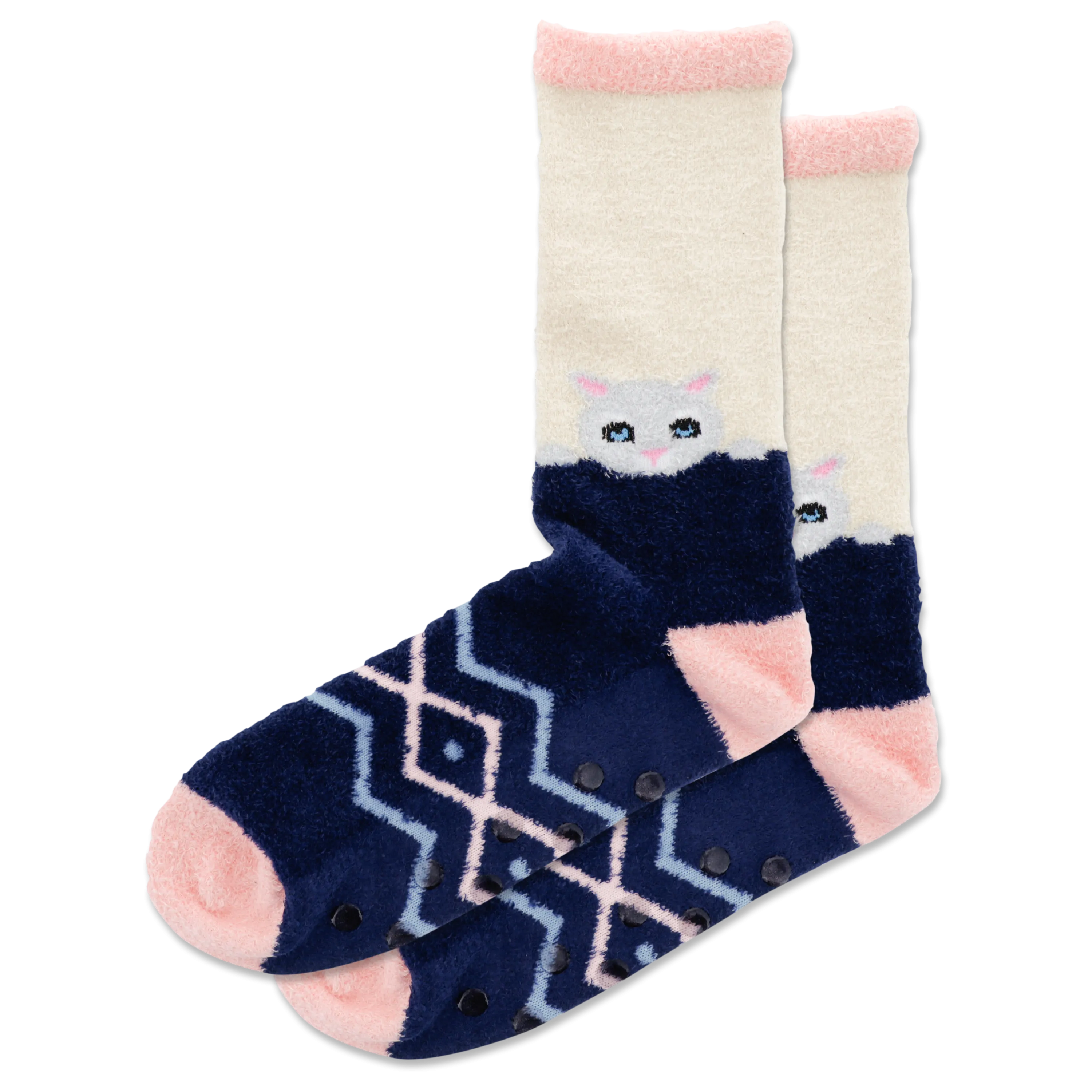 HOTSOX Women's Slipper Cat Non-Skid Crew Socks