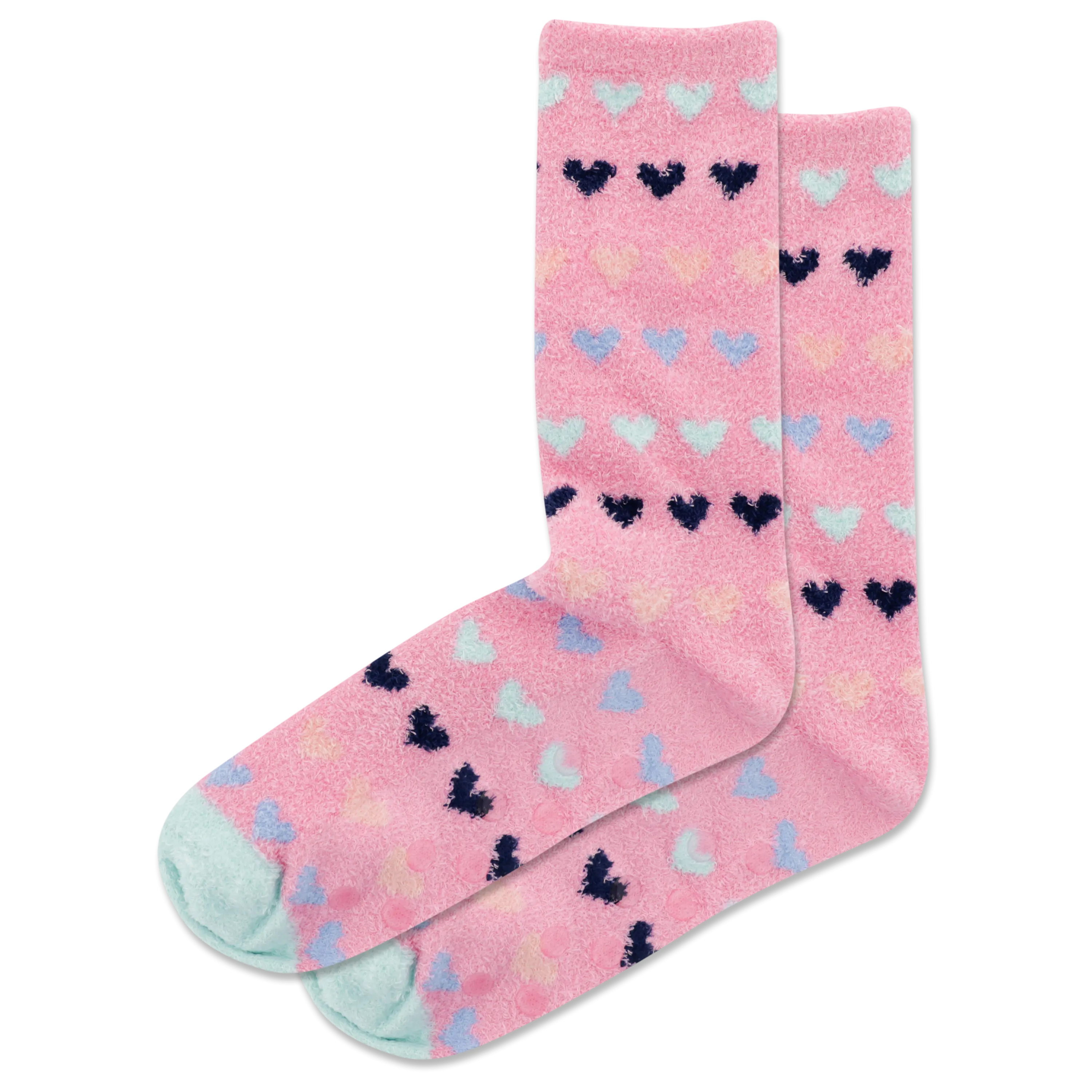 HOTSOX Women's Slipper Heart Non-Skid Crew Socks