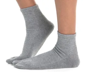 Mini-Crew - V-Toe Thicker Flip-Flop Tabi Socks Athletic or Casual Grey Cotton Blend Comfortable Stylish