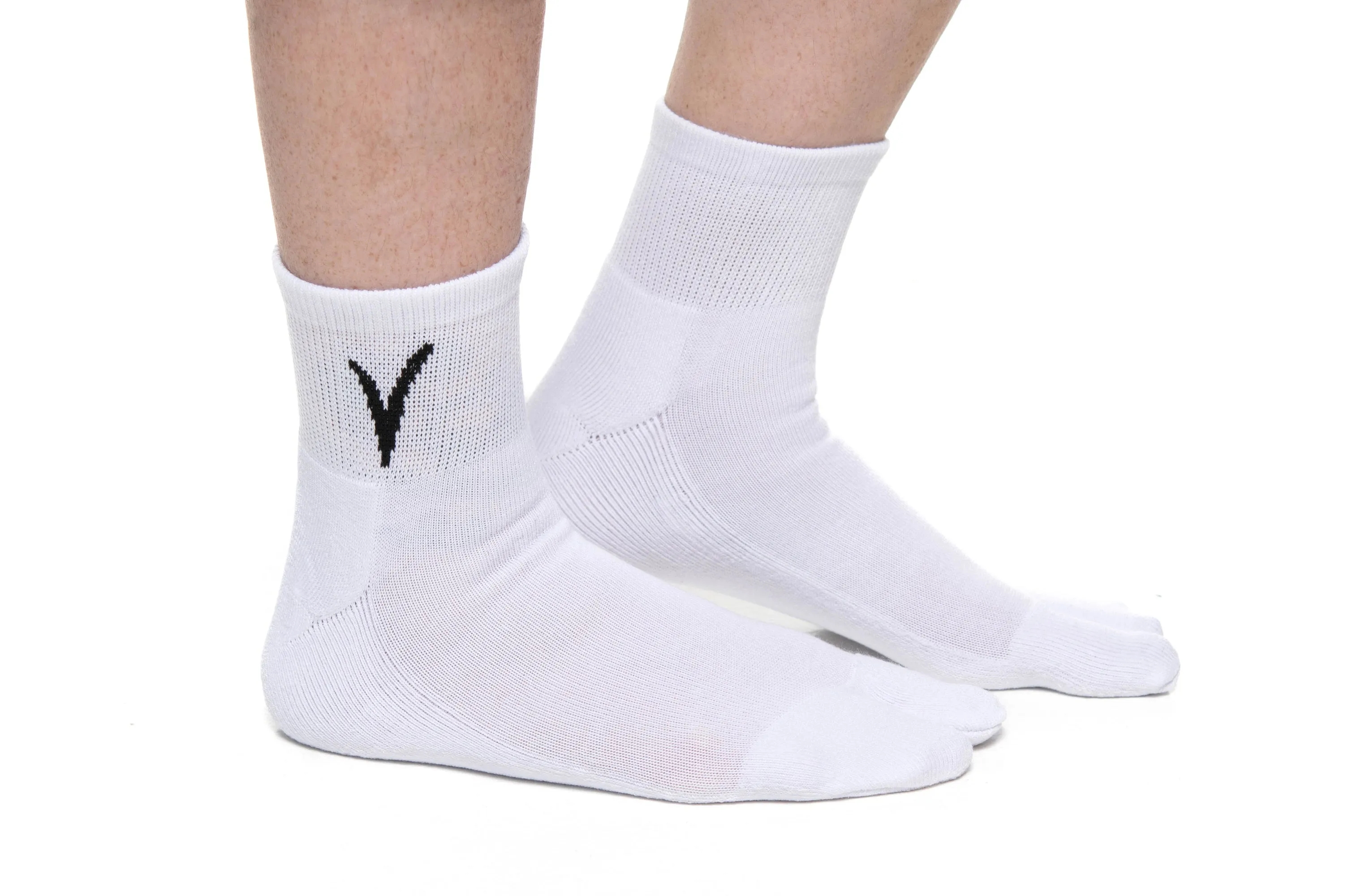 Mini-Crew - V-Toe Thicker Flip-Flop Tabi Socks Athletic or Casual White Cotton Blend Comfortable Stylish