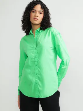 Women Cotton Green Casual Shirt